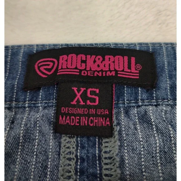 Rock & Roll Denim Women's Dark Wash Pinstripe Denim Corset Crop Top NWT XS - Picture 5 of 10